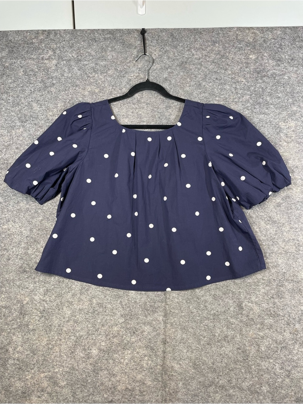 Maeve Anthro Navy Polka Dot Puff Sleeve Blouse Small Cottagecore Romantic Preppy